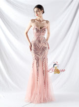 Mermaid Strapless Sequins Prom Dress
