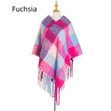 Fringed Pullover Cloak Thickened Color Plaid Shawl