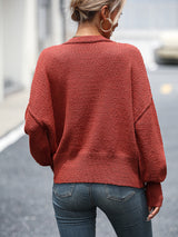 V-neck Button Solid Color Cardigan Sweater Coat