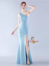 One Shoulder Split Parom Dress