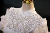 White Lace Short Sleeve Wedding Dress