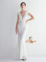 Mermaid Sequins Off the Shoulder Feather Prom Dress