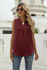 Solid Color Chiffon Shirt V-neck Vest