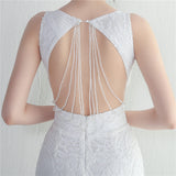 Mermaid Scoop Neck Backless Beading Prom Dress