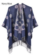 Cashmere-like Fringed Split Cloak Shawl