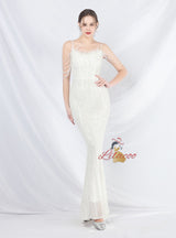 Mermaid Sequins Spaghetti Straps Beading Prom Dress