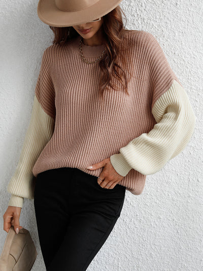 Round Neck Long Sleeve Striped Loose Sweater