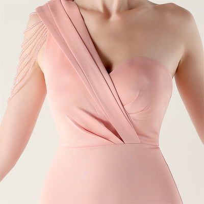 One Shoulder Split Beading Prom Dress