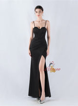 Mermaid Spaghetti Straps Pleats Prom Dress