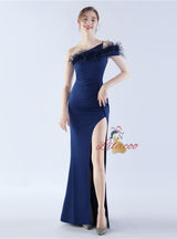 One Shoulder Split Prom Dress