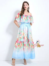 Off the Shoulder Ruffled Slim Dress