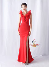 V-neck Mermaid Split Prom Dress