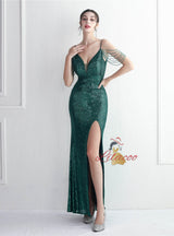 Mermaid Sequins Spghetti Straps Beading Prom Dress