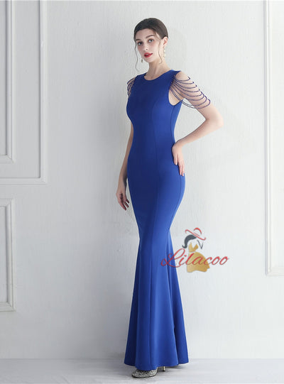 Scoop Neck Beading Sleveless Prom Dress