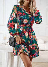 Printed Long-sleeved Shirt Dress