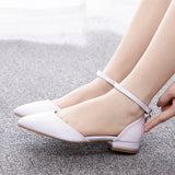 Flat-heeled Pointed Low-heeled Satin Bridal Shoes