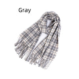 Fringed Plaid Shawl Padded Scarf