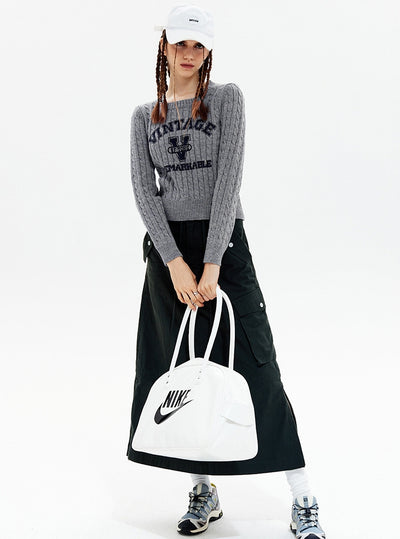 Twist Retro Letters Short Sweater