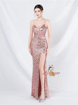 Mermaid Sequins Spaghetti Straps Split Prom Dress