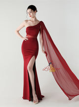 Mermaid One Shoulder Split Prom Dress