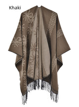 Double Tassels Increase Thick Split Cloak Shawl