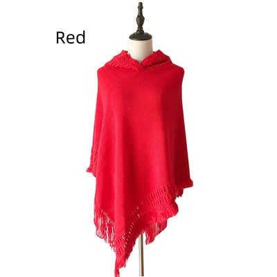 Knitted Hooded Cloak Shawl Pullover Cloak