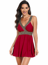 Conservative V-neck Bikini Swimsuit