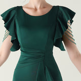 Mermaid Scoop Split Beading Prom Dress