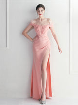 Mermaid Off the Shoulder Feather Prom Dress