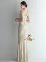 Mermaid Sequins V-neck Beading Prom Dress