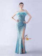 Spaghetti Straps Sequins Prom Dress