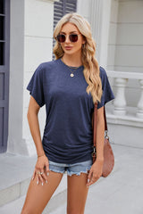 Solid Color Round Neck Short Sleeve T-shirt