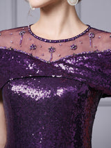 Burgundy Sequins Beading Mother Of The Bride Dress