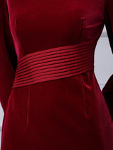 Simple Blue Velvet Long Sleeve Mother Of The Bride Dress