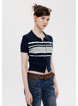 POLO Neck Double Zipper Short-sleeved Shirt