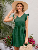 Wooden Ear V-neck Holiday Casual Dress