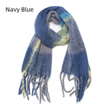 Color Matching Plaid Thick Tassel Scarf Shawl