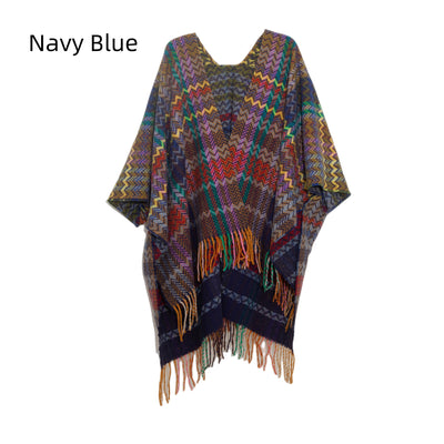 Tassel Ethnic Fringed Split Shawl