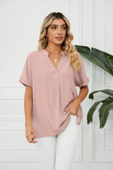V-neck Casual Solid Color Loose Shirt