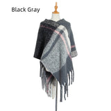 Thick Thick Tassel Color Matching Pullover Cloak
