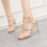 Patent Leather Metal Rivet Transparent Sandals