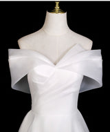 White Tulle Off the Shoulder Wedding Dress