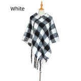 Thick Tassels Padded Plaid Shawl Cloak