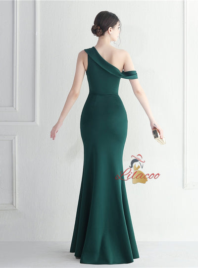 One Shoulder Split Prom Dress
