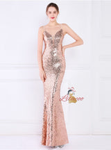 Mermaid Sequins Spaghetti Straps Prom Dress