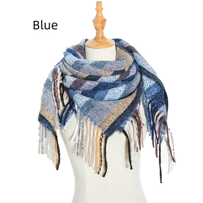 Striped Prickly Fringed Square Scarf