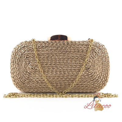 Hand-woven PU Chain Clutch Bag