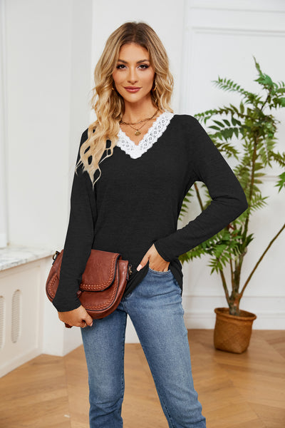 Round Neck Loose Casual Long Sleeve T-shirt