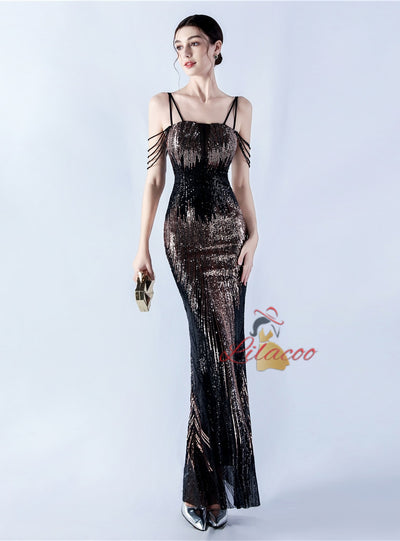 Mermaid Sequins Spaghetti Straps Prom Dress