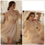 Sexy Backless Satin Mesh Suspender Nightdress